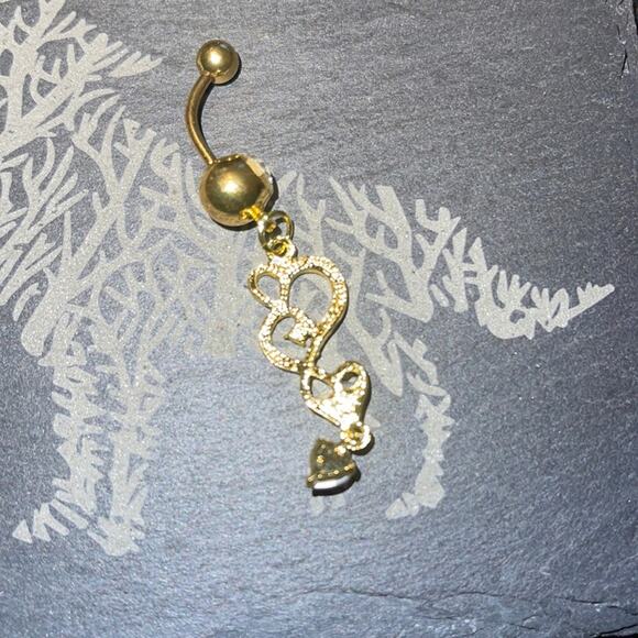 Stainless Steel Fancy Heart Belly Ring - Picture 2 of 3